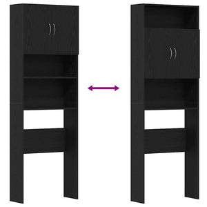 Mobile Lavatrice Rovere Nero 64x24x190 cm in Legno Multistrato