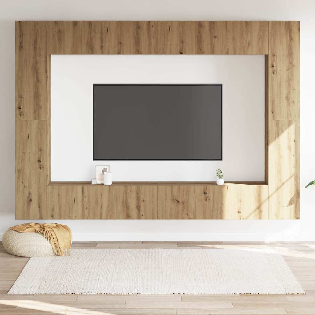 vidaXL Set Mobile TV 8 pz Montato a Parete Rovere in Legno Multistrato