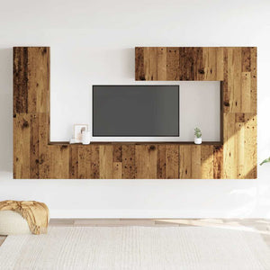 vidaXL Mobili TV a Parete 7 pz Legno Antico in Legno Multistrato