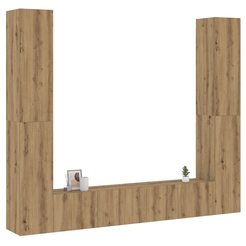 vidaXL Mobili TV a Parete 6 pz Rovere Artigianale Legno Multistrato