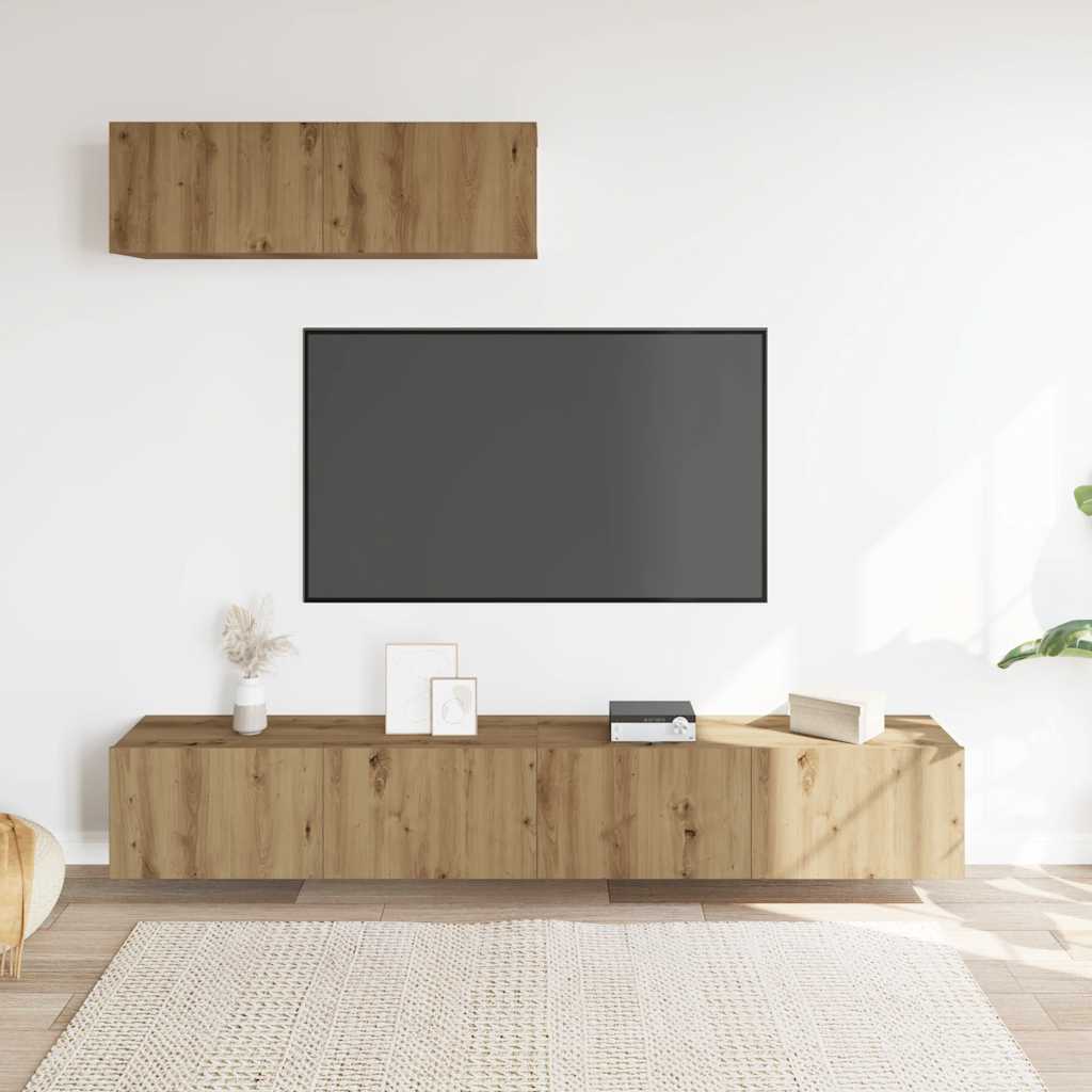 Mobili TV a Parete 3 pz-Set di 3 Credenza per TV sospesa Rovere 100x30x30 cm Truciolato