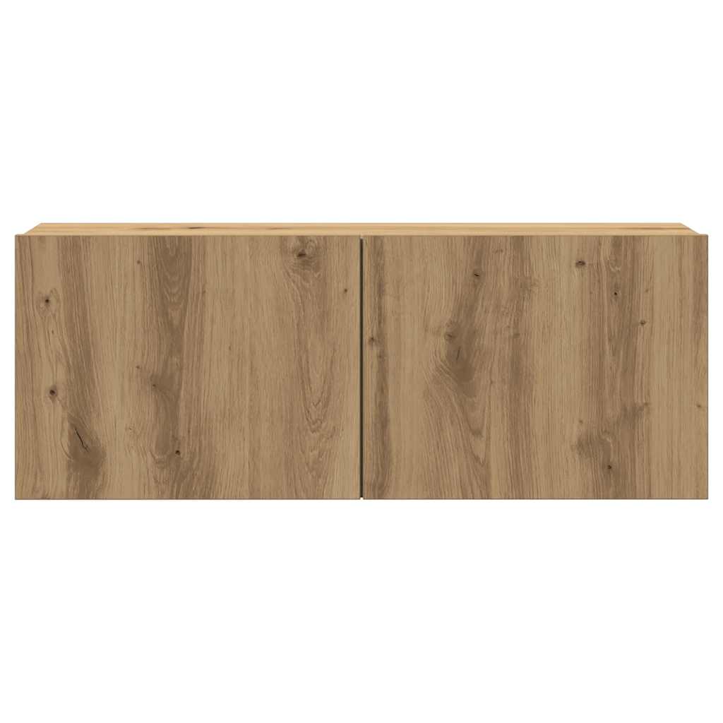 Set Mobile TV 7 pz Montato a Parete Rovere in Legno Multistrato