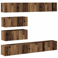 Set Mobile TV 6 pz Montato a Parete Legno Antico in Truciolato 3329149