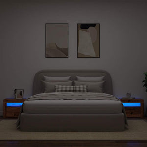 vidaXL Comodini 2 pz con Luci LED Legno Antico 60x35x40 cm