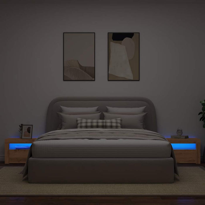 vidaXL Comodini 2 pz con Luci LED Rovere Artigianale 60x35x40 cm