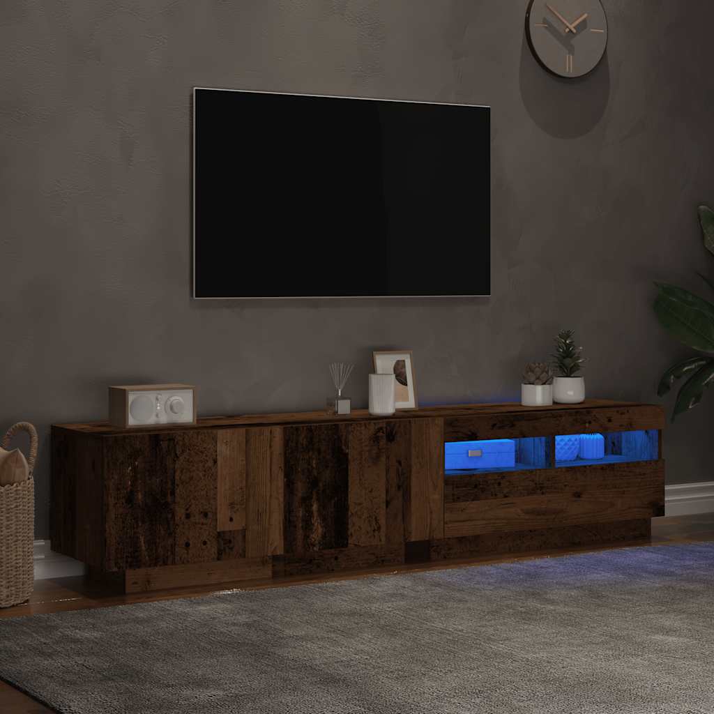 Mobile Porta TV con LED-Mobile per TV-Credenza TV Legno Antico 180x35x40 cm Truciolato