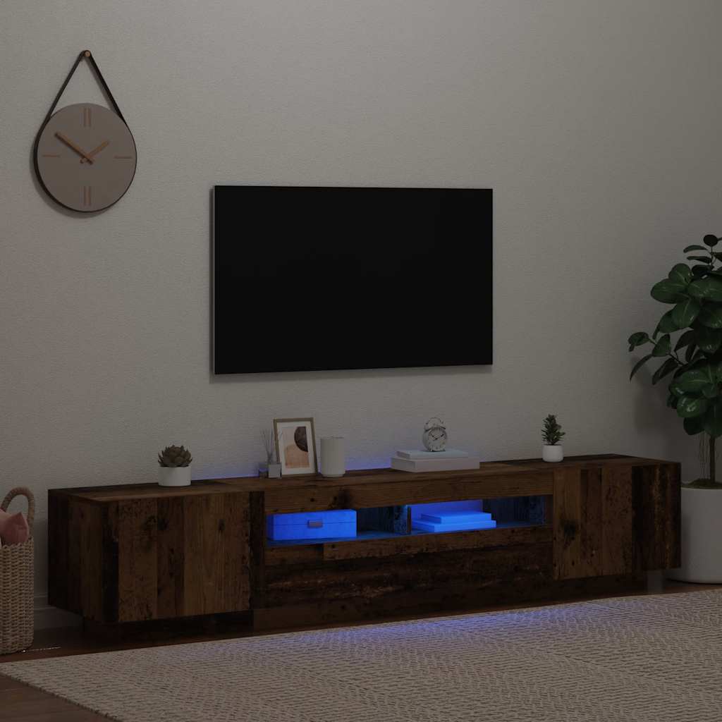 Mobile Porta TV con LED-Mobile per TV-Credenza TV Legno Antico 200x35x40 cm Truciolato