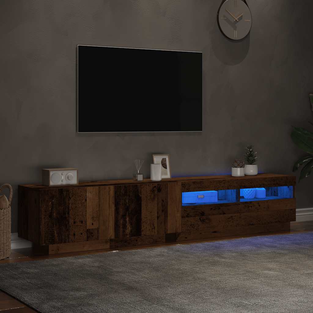 Mobile Porta TV con LED-Mobile per TV-Credenza TV Legno Antico 200x35x40 cm Truciolato