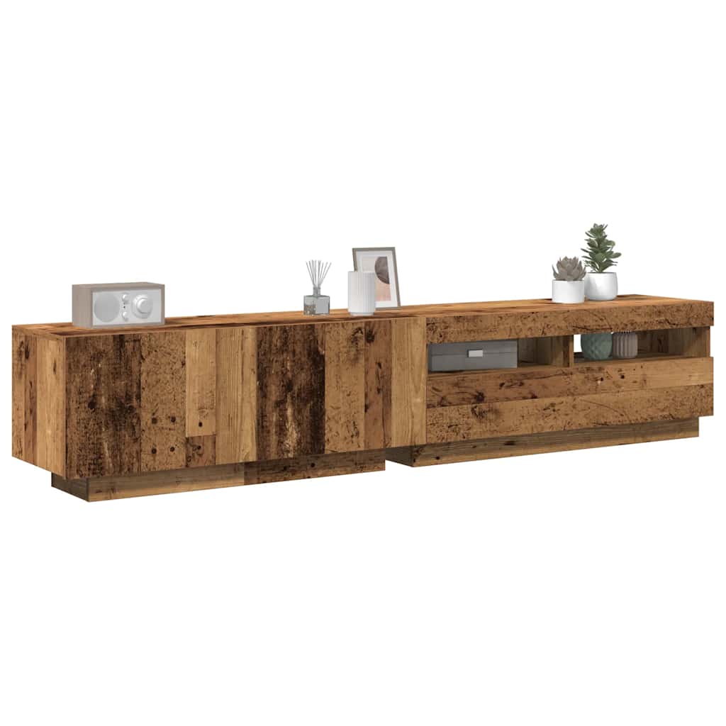 Mobile Porta TV con LED-Mobile per TV-Credenza TV Legno Antico 200x35x40 cm Truciolato