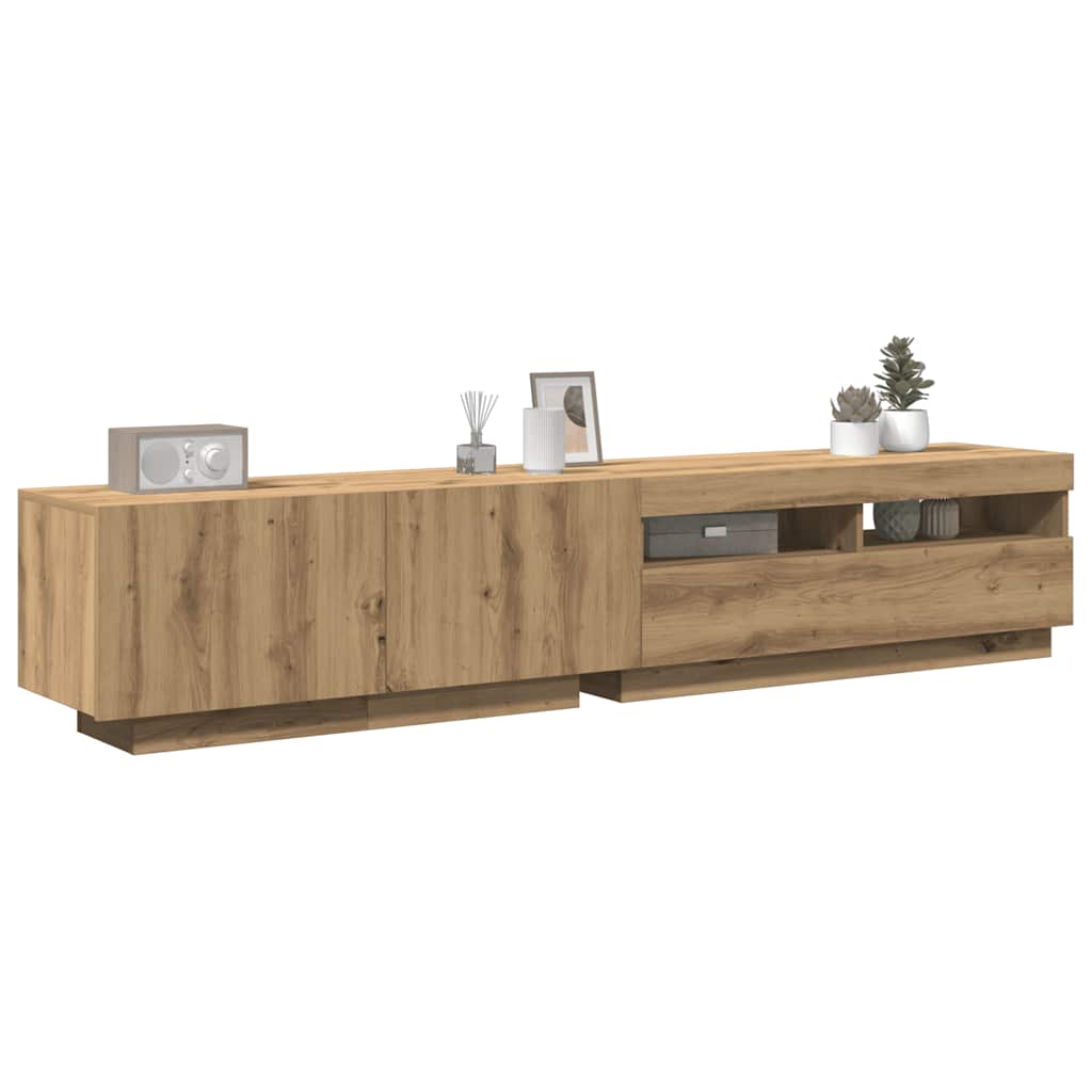 Mobile Porta TV con LED-Mobile per TV-Credenza TV Artigianale 200x35x40 cm Multistrato