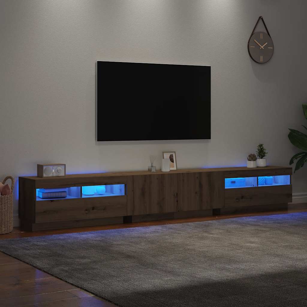 Mobile Porta TV con LED-Mobile per TV-Credenza TV Artigianale 260x35x40 cm Multistrato