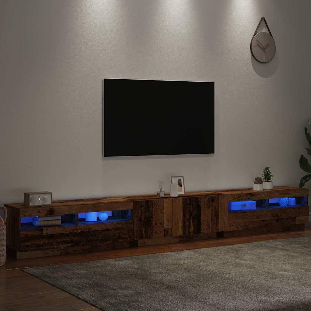 Mobile Porta TV con LED-Mobile per TV-Credenza TV Legno Antico 300x35x40 cm Truciolato