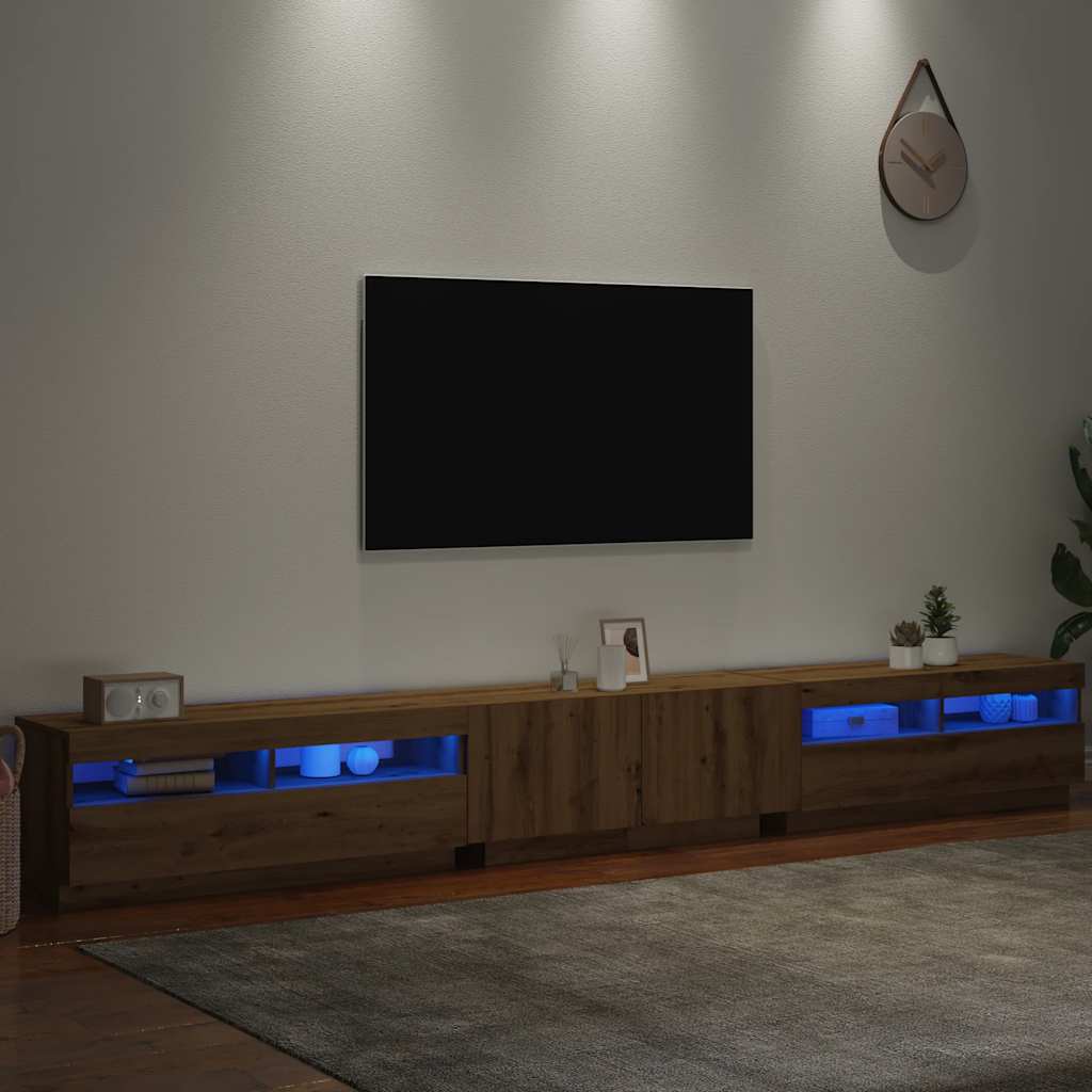 Mobile Porta TV con LED-Mobile per TV-Credenza TV Artigianale 300x35x40 cm Multistrato