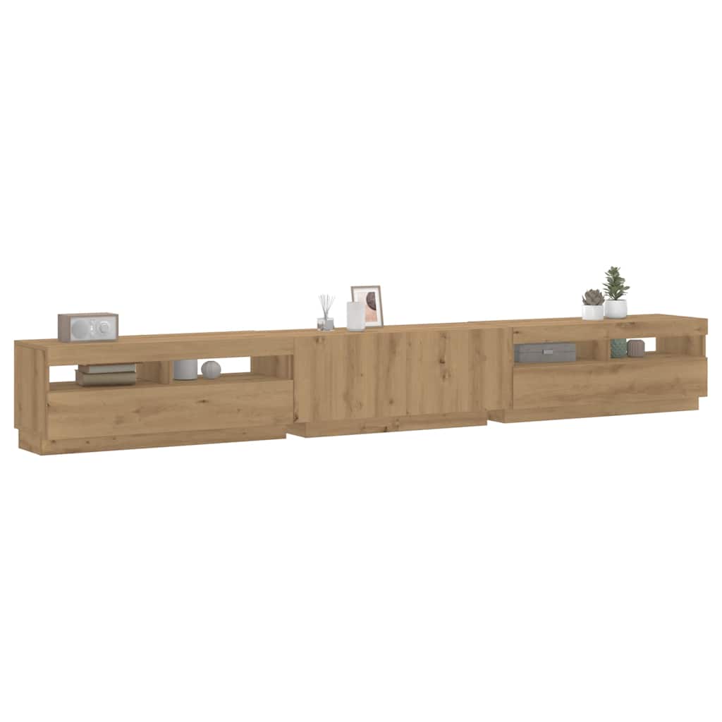 Mobile Porta TV con LED-Mobile per TV-Credenza TV Artigianale 300x35x40 cm Multistrato