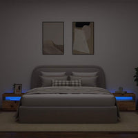 Comodino con LED-Tavolino da notte Legno Antico 60x35x40 cm in Legno Multistrato