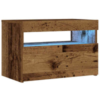 Comodino con LED-Tavolino da notte Legno Antico 60x35x40 cm in Legno Multistrato