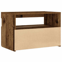 Comodino con LED-Tavolino da notte Legno Antico 60x35x40 cm in Legno Multistrato