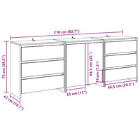 Credenza 3 pz-Set di 3 Buffet-Armadio da cucina Rovere Artigianale in Legno Multistrato