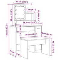 Set Tavolo da Toeletta con LED Legno Antico Legno Multistrato 3329185