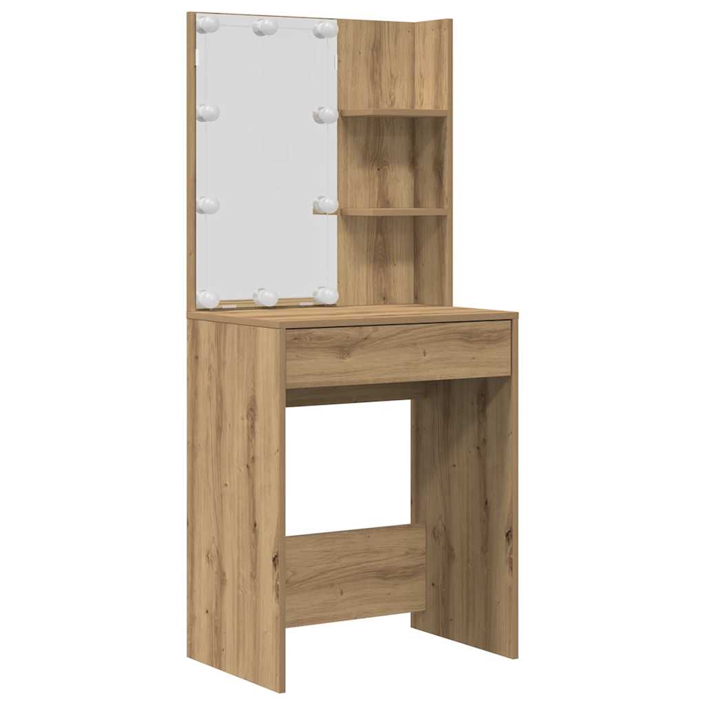 vidaXL Set Toeletta con LED Rovere Artigianale in Legno Multistrato