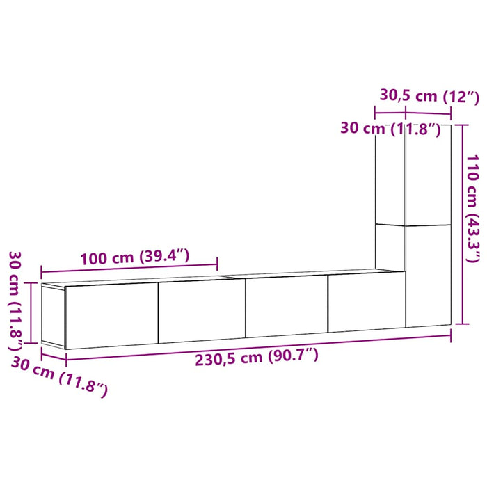 Set Mobile TV 3 pz Montato a Parete Legno Antico in Truciolato 3329197
