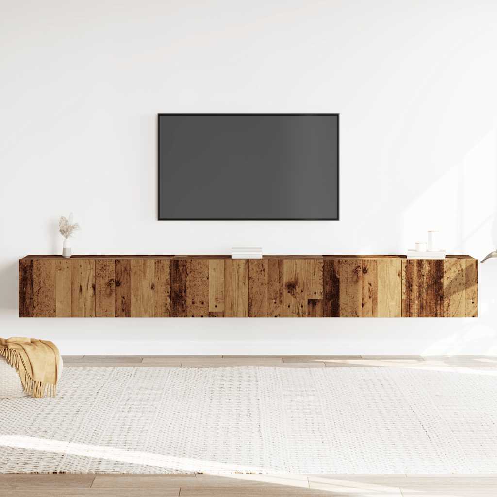 Set Mobile TV 3 pz-Set di 3 Credenza per TV Montato a Parete Legno Antico in Truciolato 540008