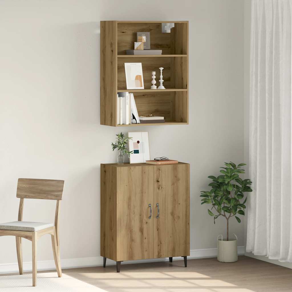 vidaXL Credenza con Pensile Rovere Artigianale in Legno Multistrato