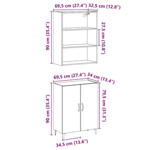 vidaXL Credenza con Pensile Rovere Artigianale in Legno Multistrato