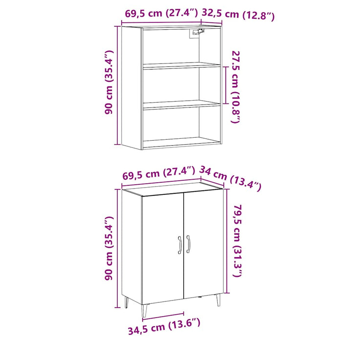 vidaXL Credenza con Pensile Rovere Artigianale in Legno Multistrato