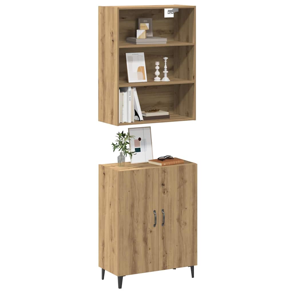 Credenza con Pensile-Buffet-Armadio da cucina Rovere Artigianale in Legno Multistrato