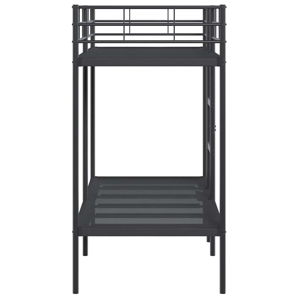 Letto a Castello senza Materasso-Struttura Letto a Castello Nero 75x190 cm in Acciaio