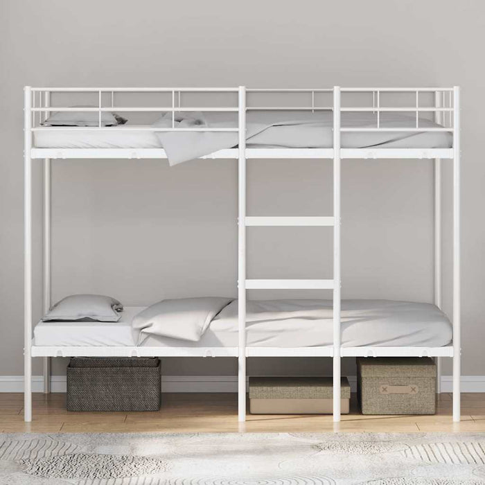 Letto a Castello senza Materasso-Struttura Letto a Castello Bianco 100x190 cm in Acciaio