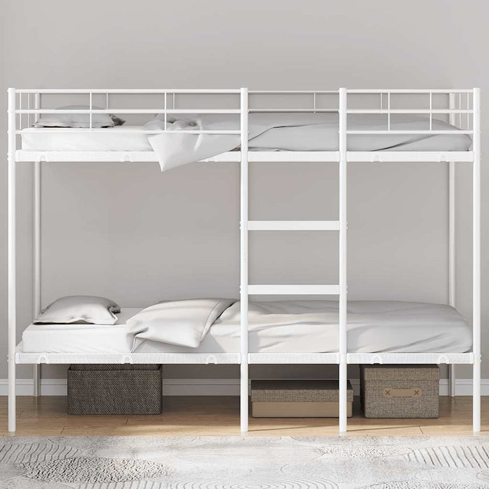 Letto a Castello senza Materasso Bianco 107x203 cm in Acciaio 42000332