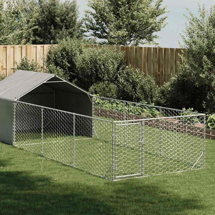 vidaXL Cuccia per Cani da Esterno con Recinto 6x2x1,5m Acciaio Zincato