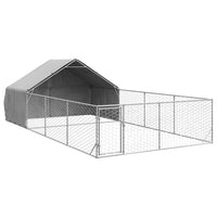 vidaXL Cuccia per Cani da Esterno con Recinto 7x3x1,9m Acciaio Zincato