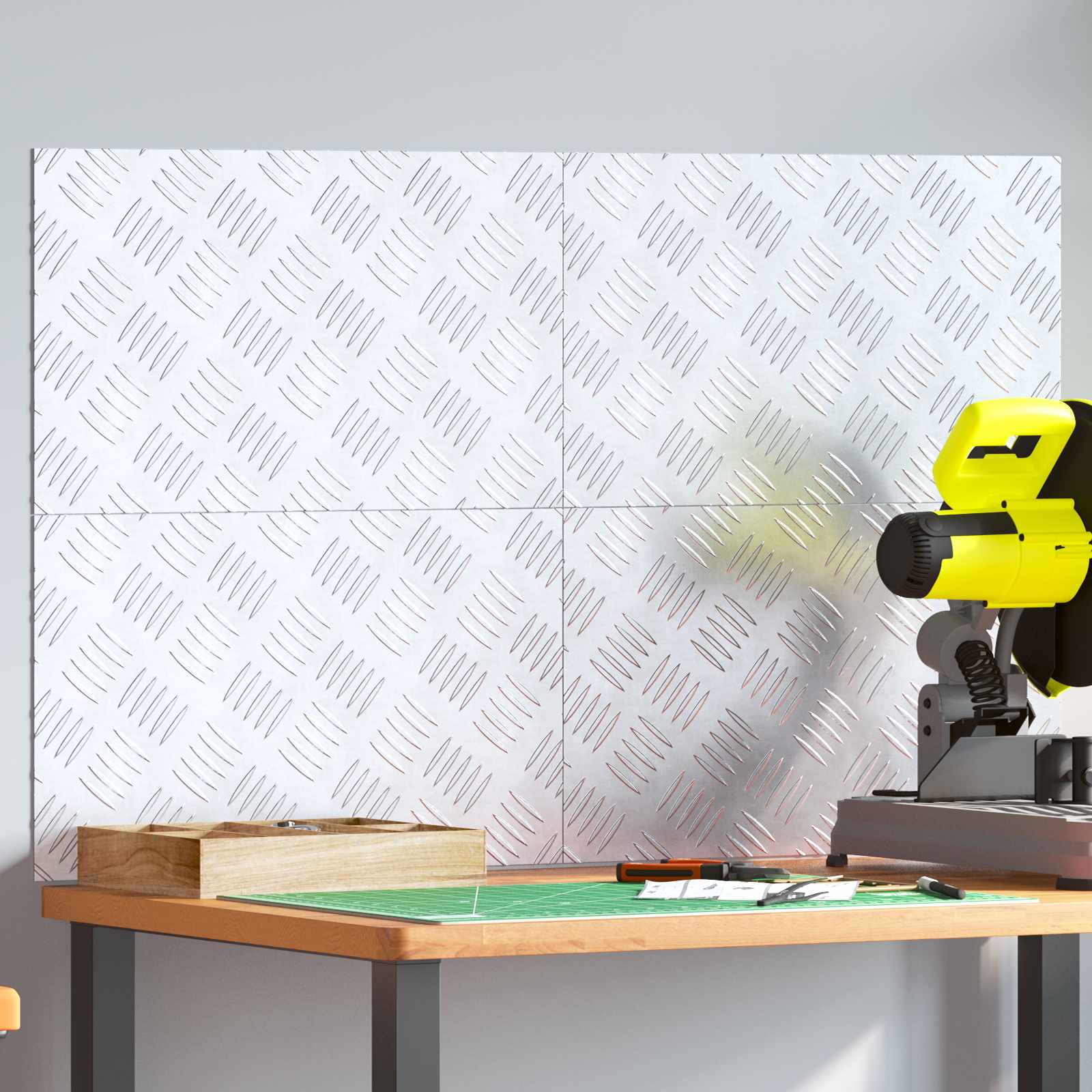 Dischi Quadrati 4 pcs Argento 50 x 30 cm Alluminio 4104294