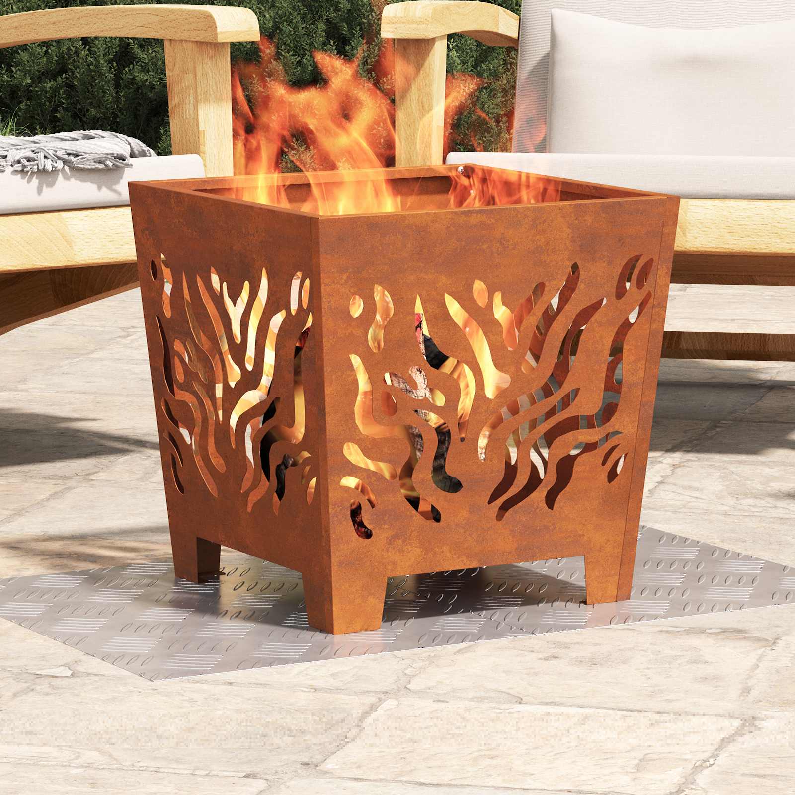 Dischi Quadrati 4 pcs Argento 50 x 40 cm Alluminio 4104320