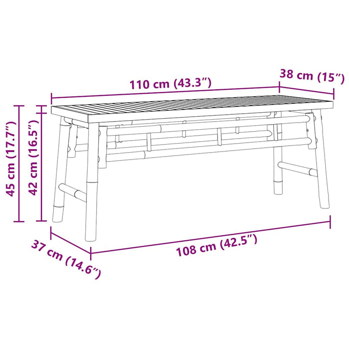 vidaXL Panca Marrone 110 x 38 x 45 cm Bambù