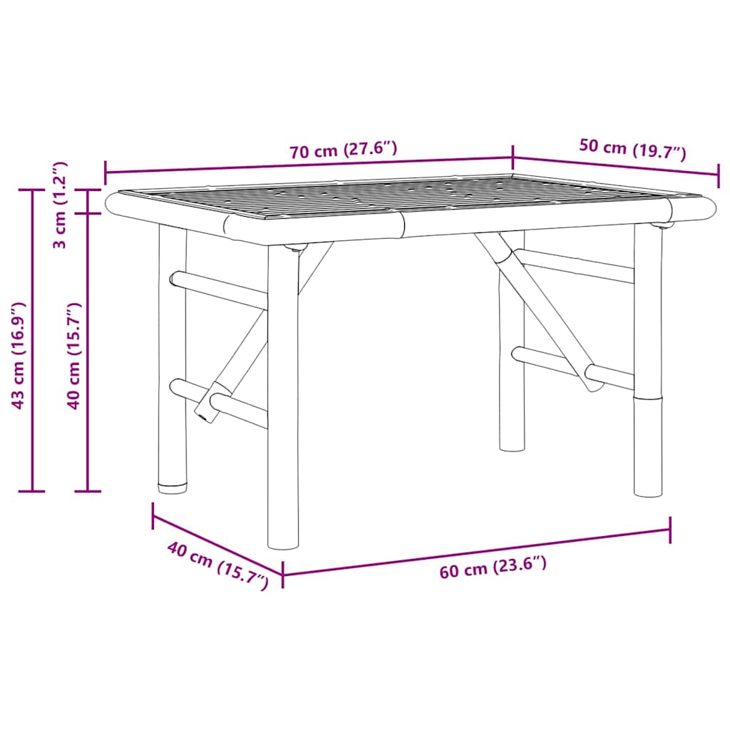 Tavolino da salotto Marrone 70 x 40 x 36 cm Bambù 4106592