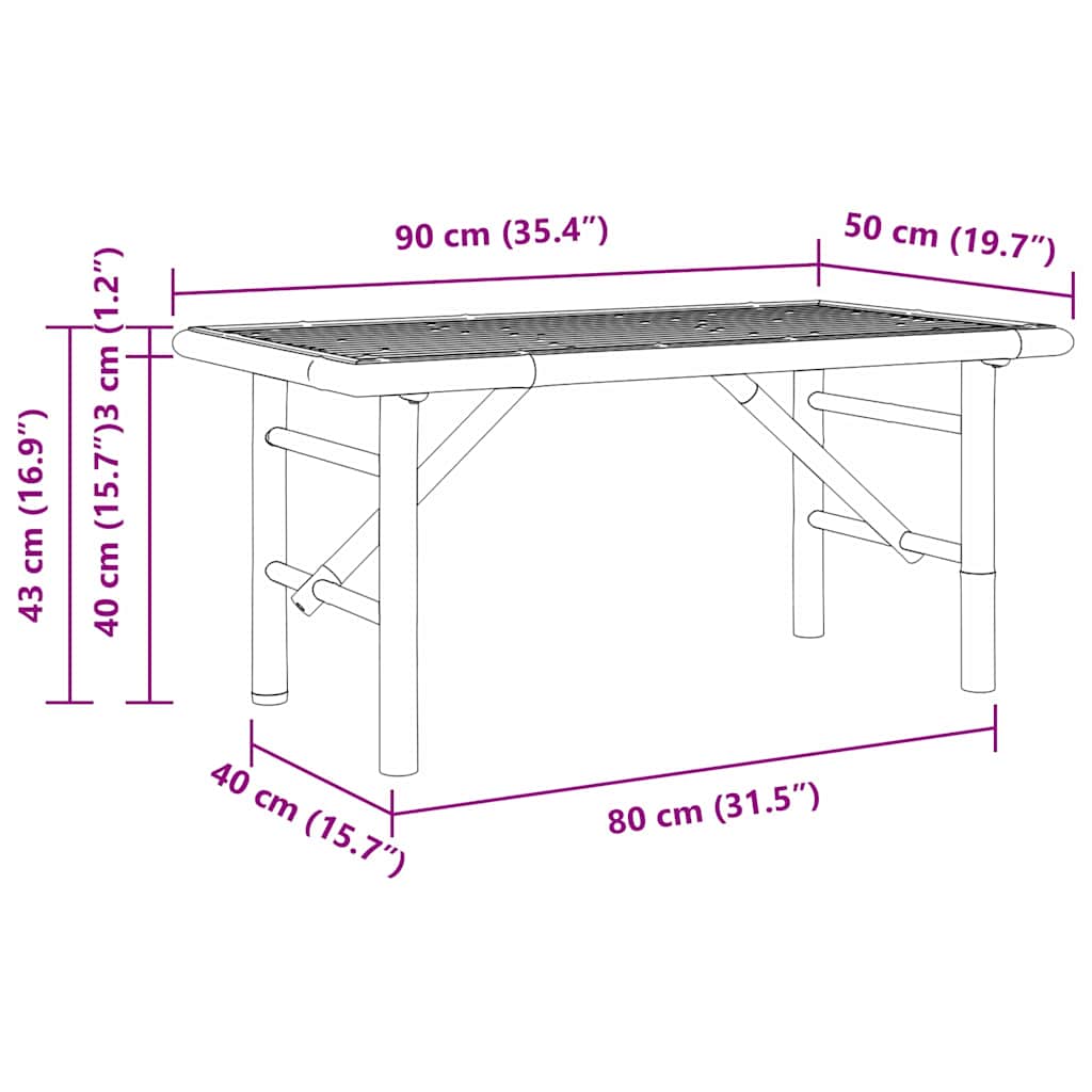 Tavolino da salotto Marrone 90 x 50 x 43 cm Bambù 4106593