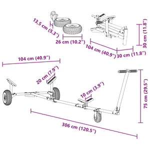 Rimorchio per barche Argento 306 x 104 x 75 cm Acciaio 42000852
