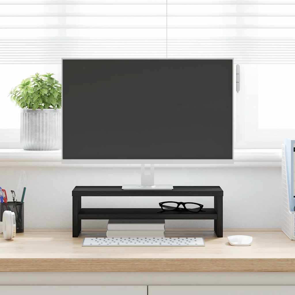 Supporto per Monitor Rovere Nero 42x24x13 cm in Truciolato 862407