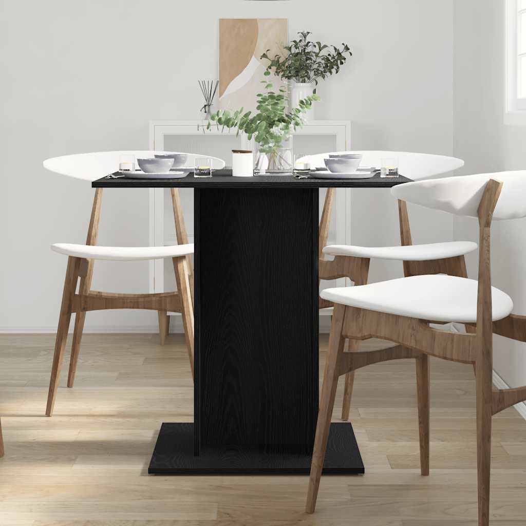 Tavolo da Pranzo Rovere Nero 80x80x75 cm Legno Multistrato 862408