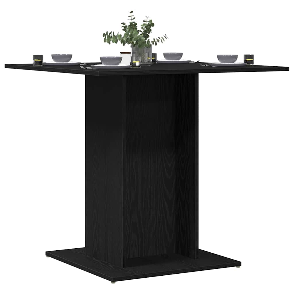 Tavolo da Pranzo Rovere Nero 80x80x75 cm Legno Multistrato