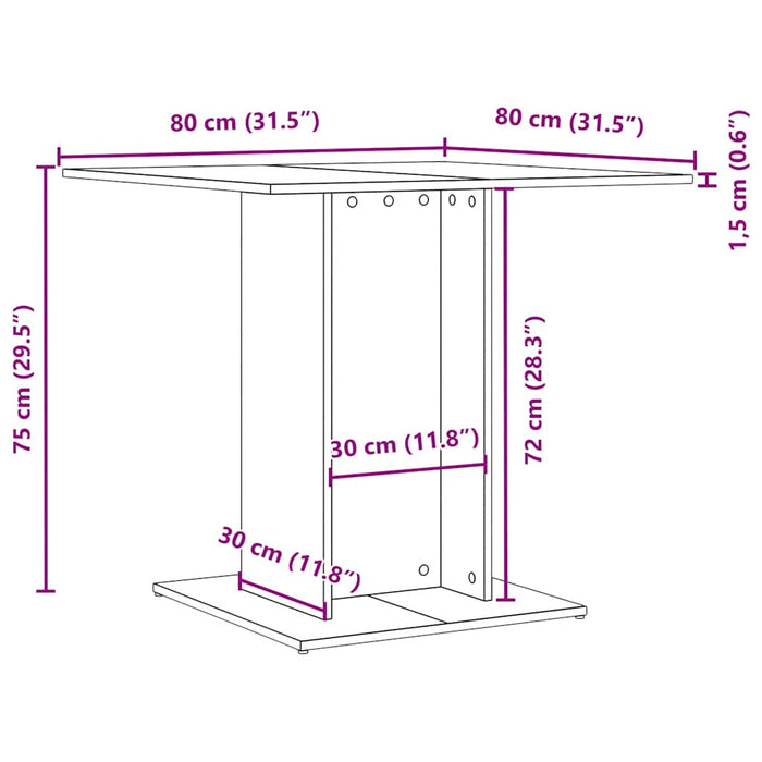 Tavolo da Pranzo Rovere Nero 80x80x75 cm Legno Multistrato