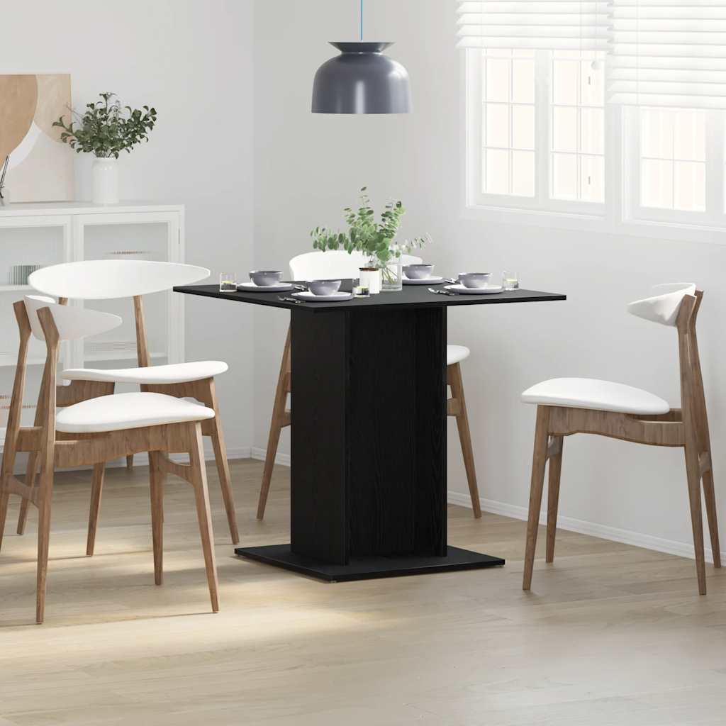 Tavolo da Pranzo Rovere Nero 80x80x75 cm Legno Multistrato