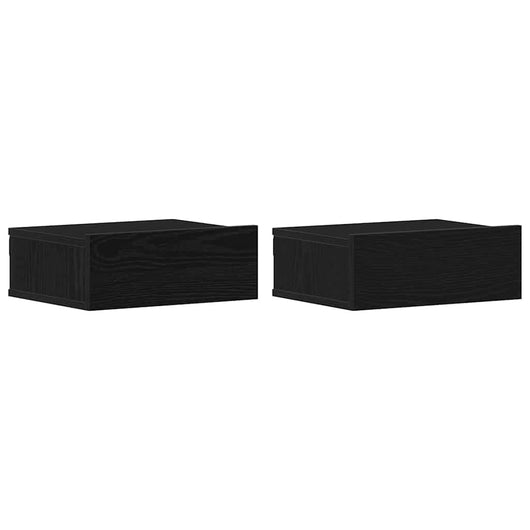 Comodini sospesi 2 pz-Set di 2 Tavolino da notte Rovere Nero 40x32x15 cm Legno ingegnerizzato