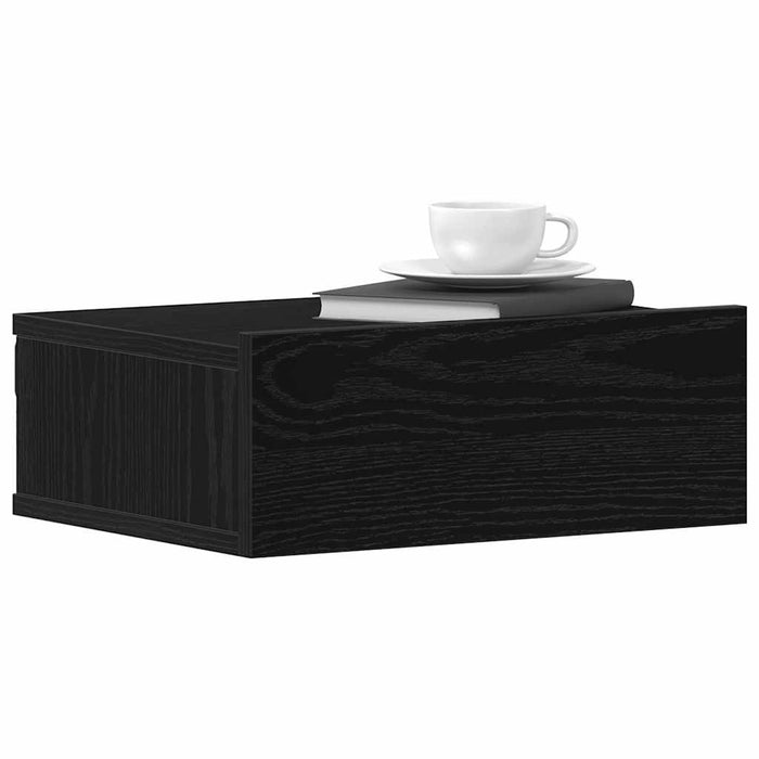 Comodini sospesi 2 pz-Set di 2 Tavolino da notte Rovere Nero 40x32x15 cm Legno ingegnerizzato