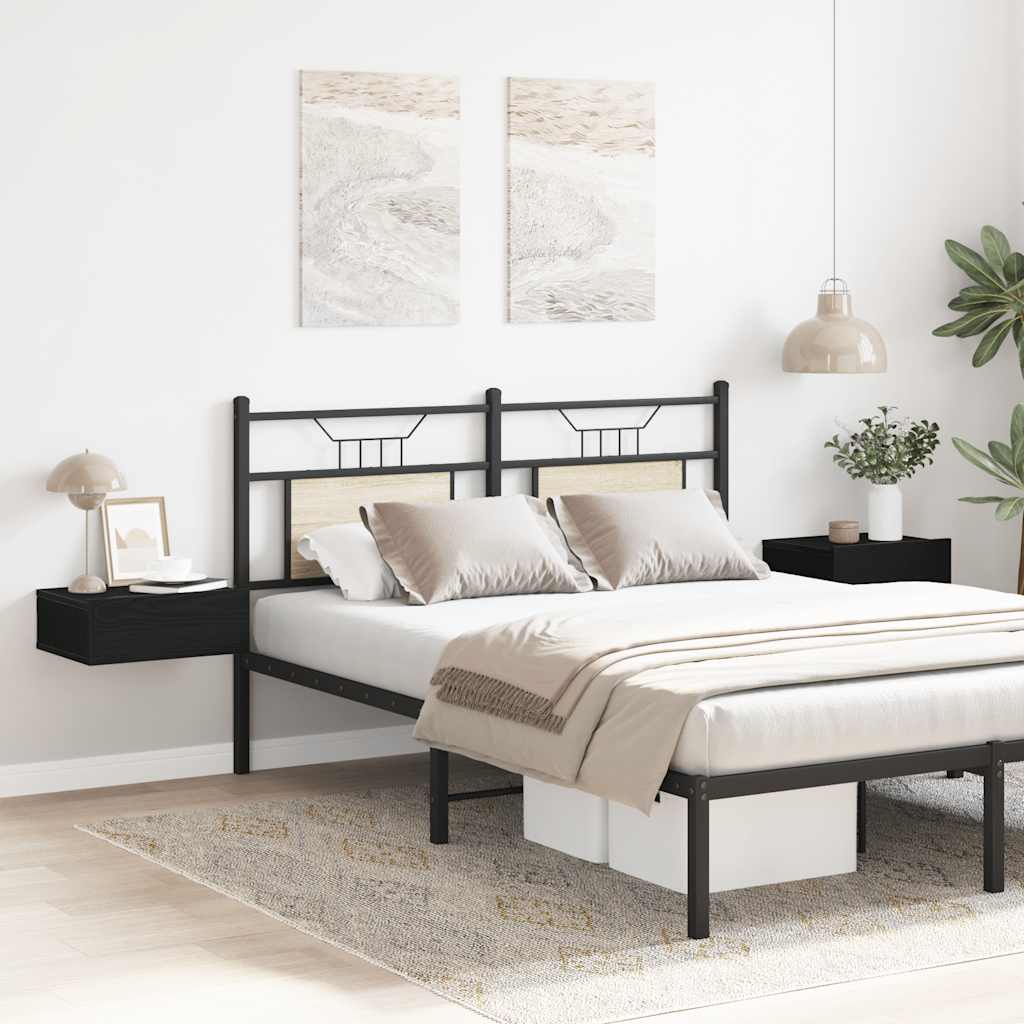 Comodini sospesi 2 pz Rovere Nero 40x32x15 cm Legno ingegnerizzato 862417