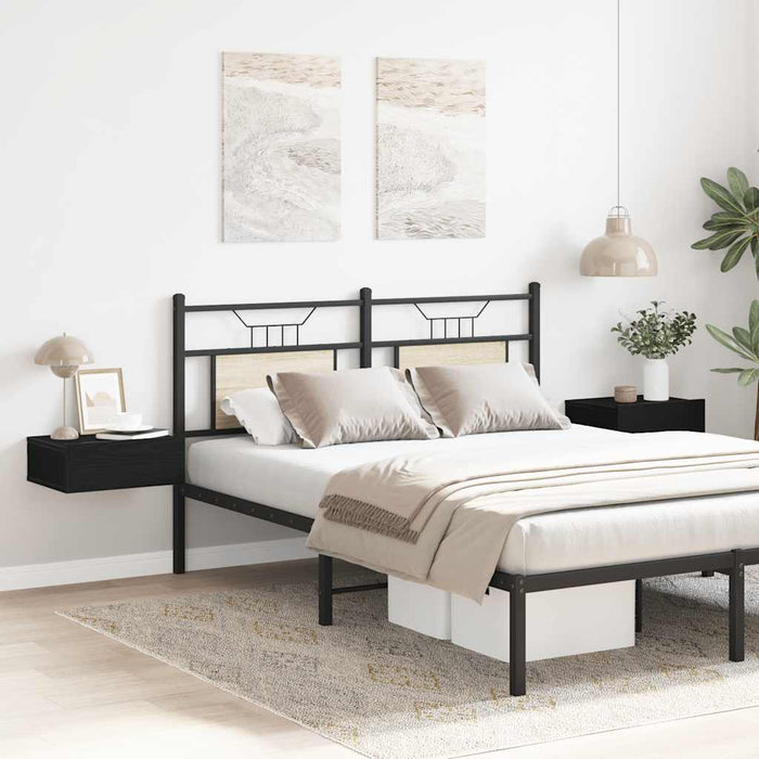 Comodini sospesi 2 pz Rovere Nero 40x32x15 cm Legno ingegnerizzato 862417